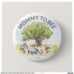 Watercolor Pooh & Pals Baby Shower Mommy to Bee Button