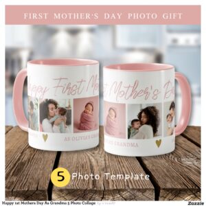 Happy 1st Mothers Day As Grandma 5 Photo Collage Mug