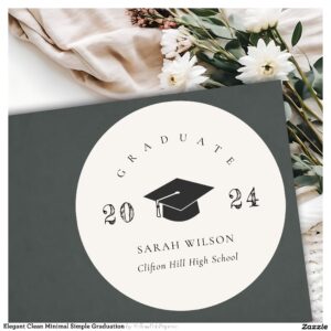 Elegant Clean Minimal Simple Graduation Classic Round Sticker