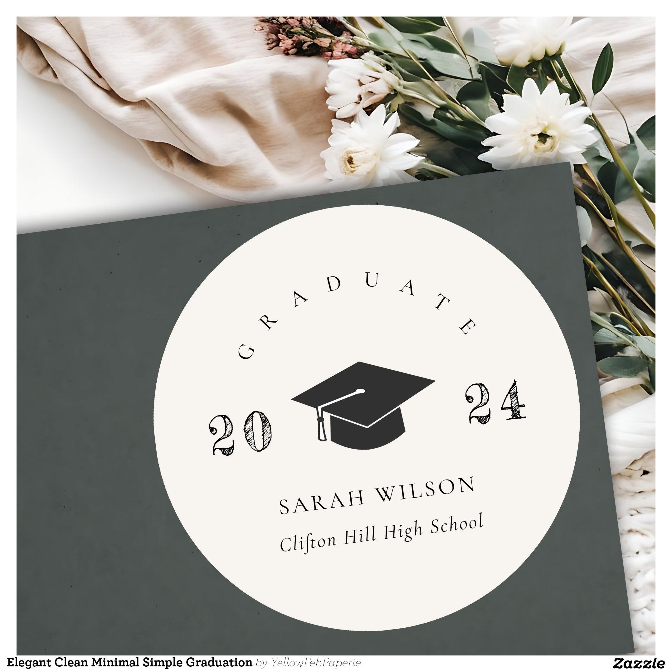 Elegant Clean Minimal Simple Graduation Classic Round Sticker