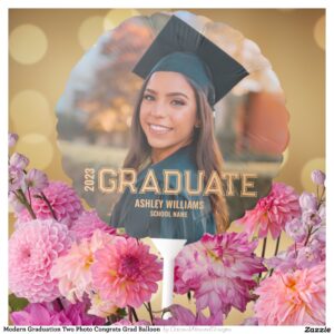 Modern Graduation Two Photo Congrats Grad Balloon