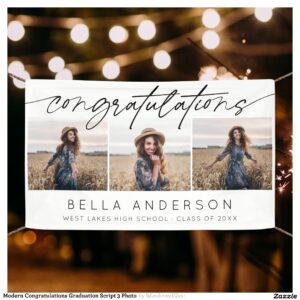 Modern Congratulations Graduation Script 3 Photo Banner