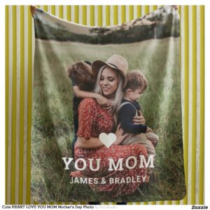 Cute HEART LOVE YOU MOM Mother's Day Photo Sherpa Blanket