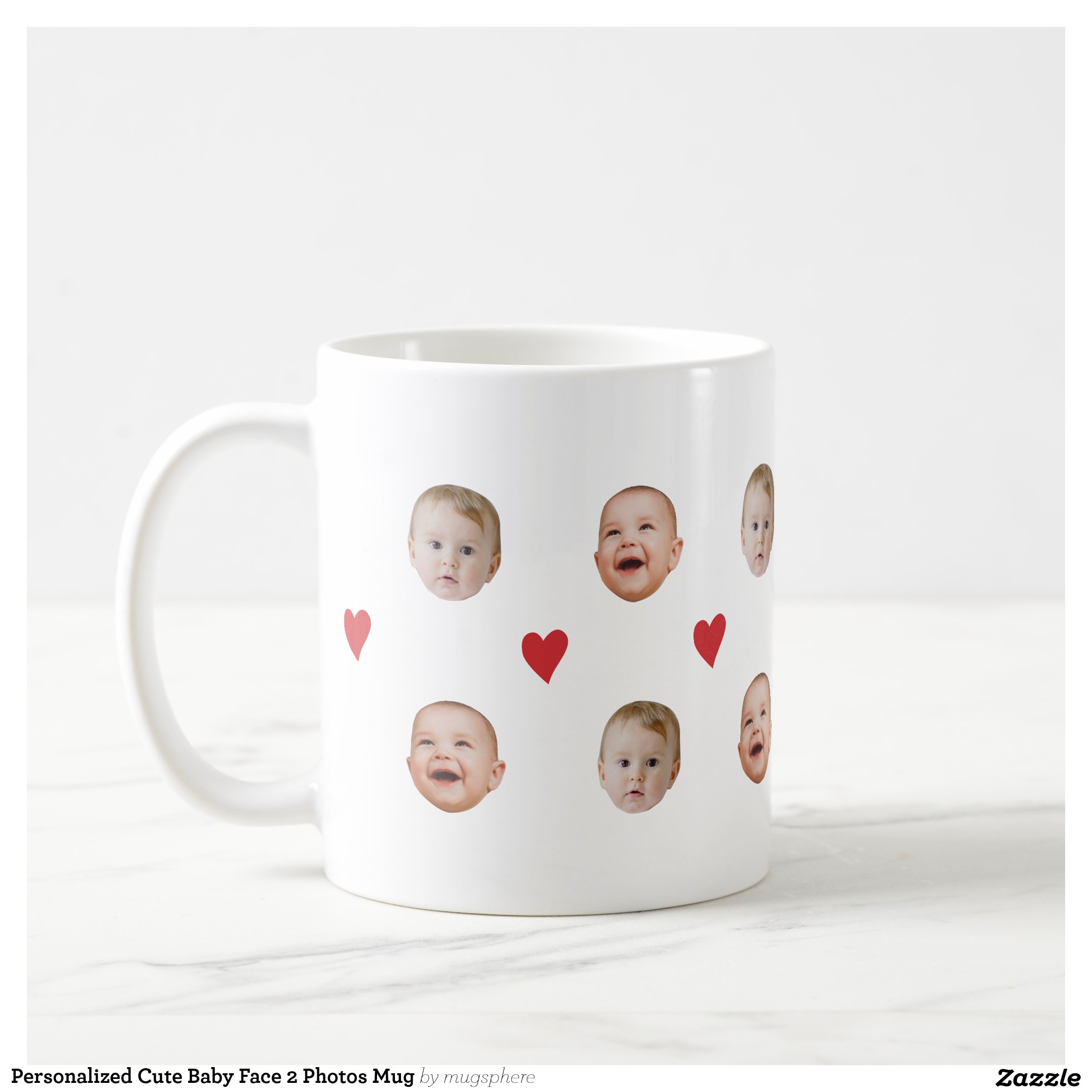 Personalized Cute Baby Face 2 Photos Mug