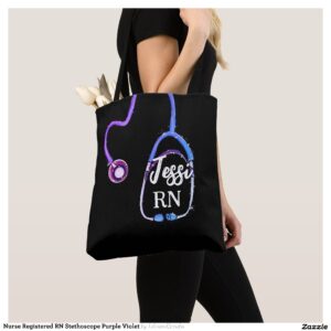 Nurse Registered RN Stethoscope Purple Violet Tote Bag