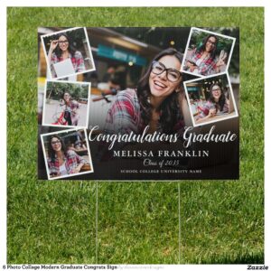 6 Photo Collage Modern Graduate Congrats Sign