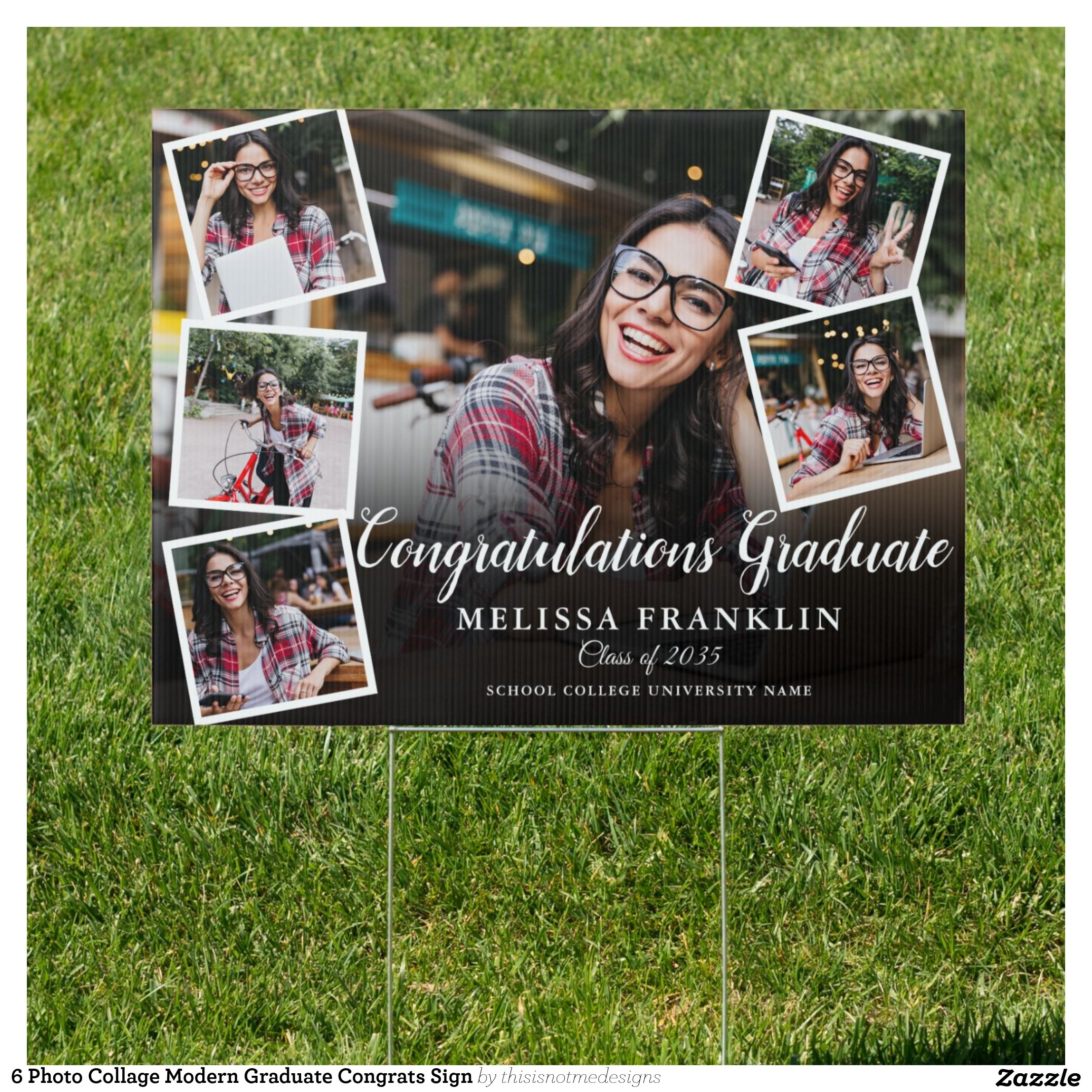 6 Photo Collage Modern Graduate Congrats Sign