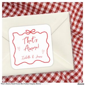 That's Amore Hand Drawn Bow Italian Couples Shower Square Sticker
