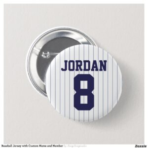 Baseball Jersey with Custom Name and Number Button