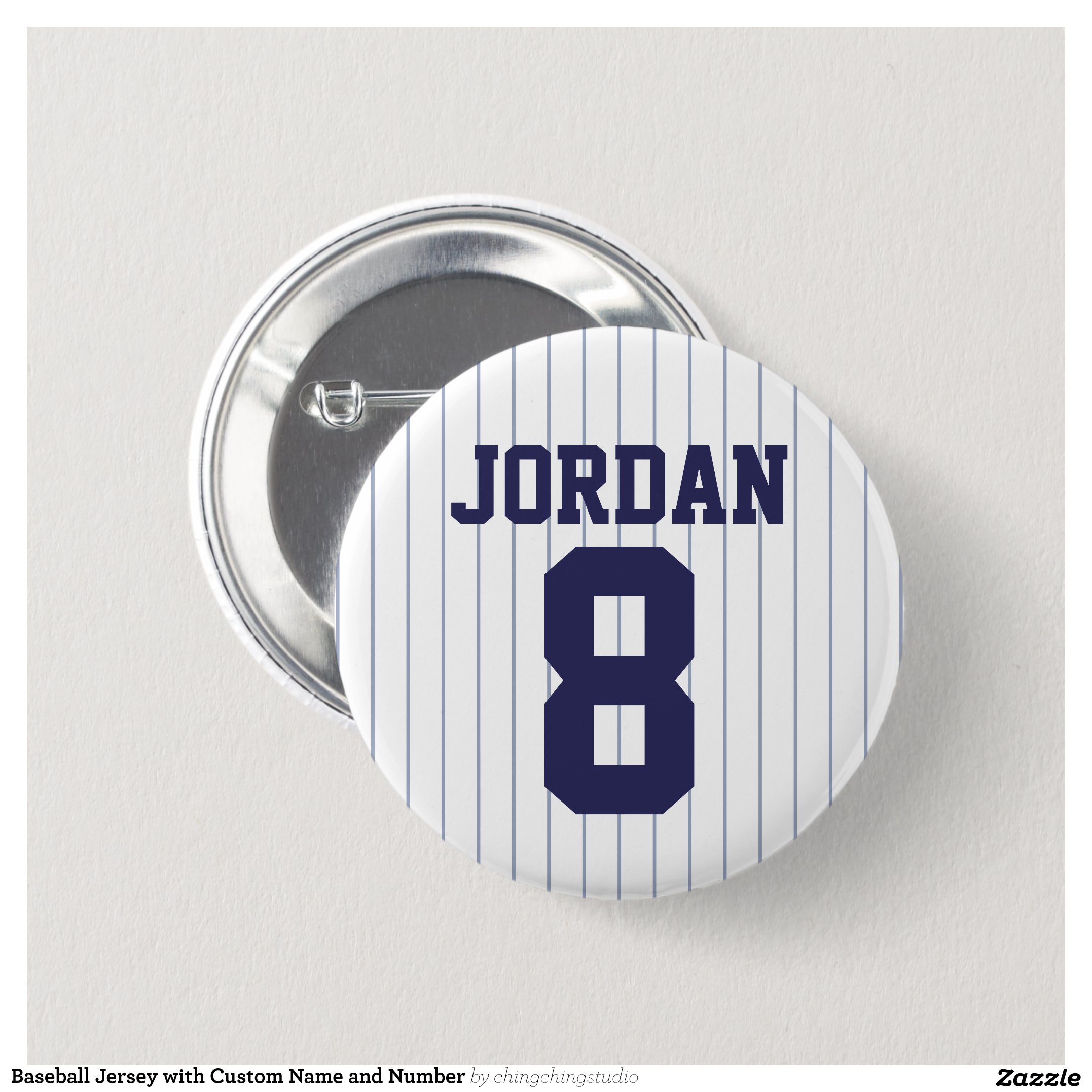 Baseball Jersey with Custom Name and Number Button