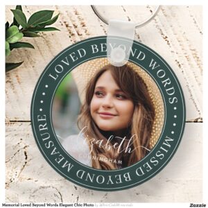 Memorial Loved Beyond Words Elegant Chic Photo Keychain