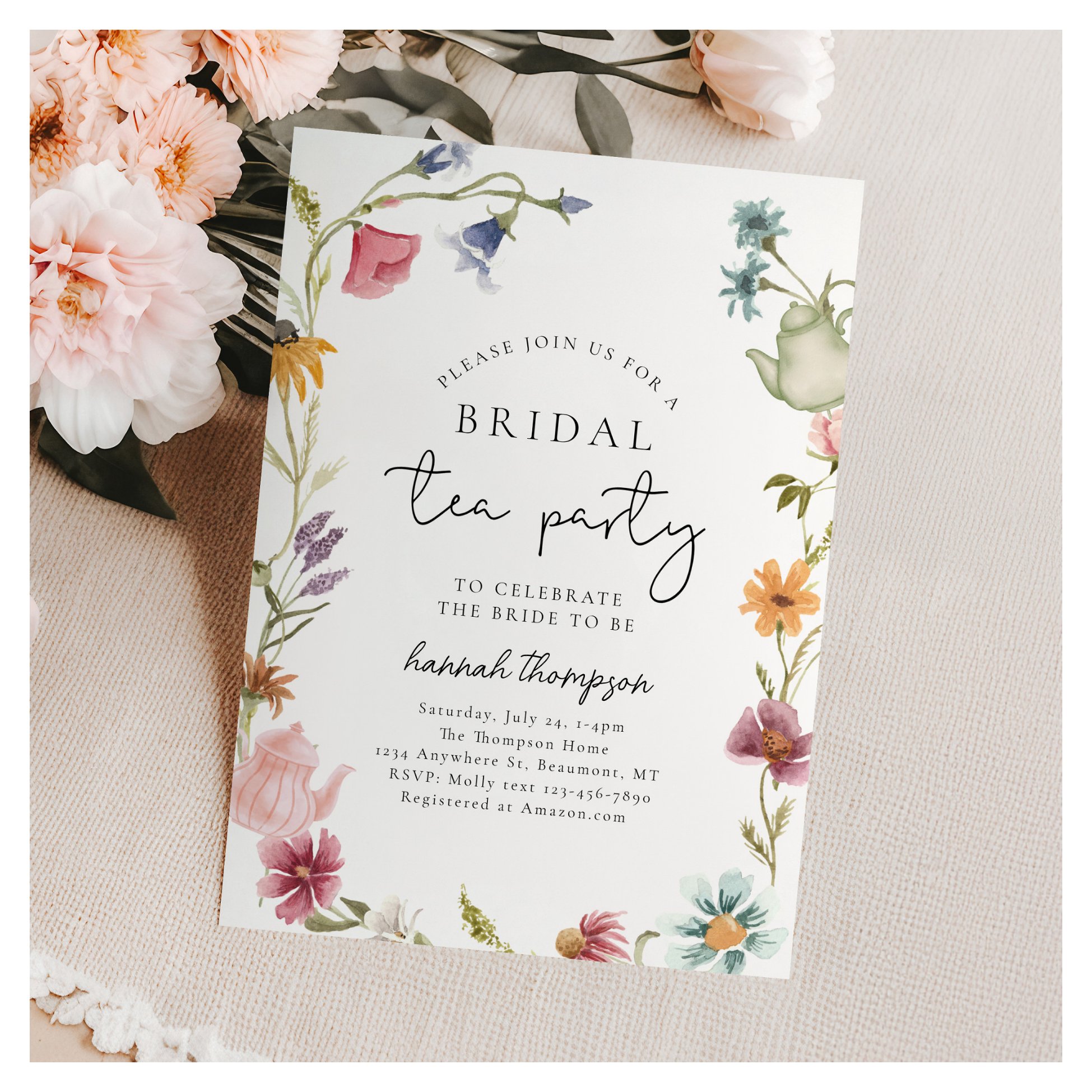 Wildflower Tea Bridal Shower Invitation