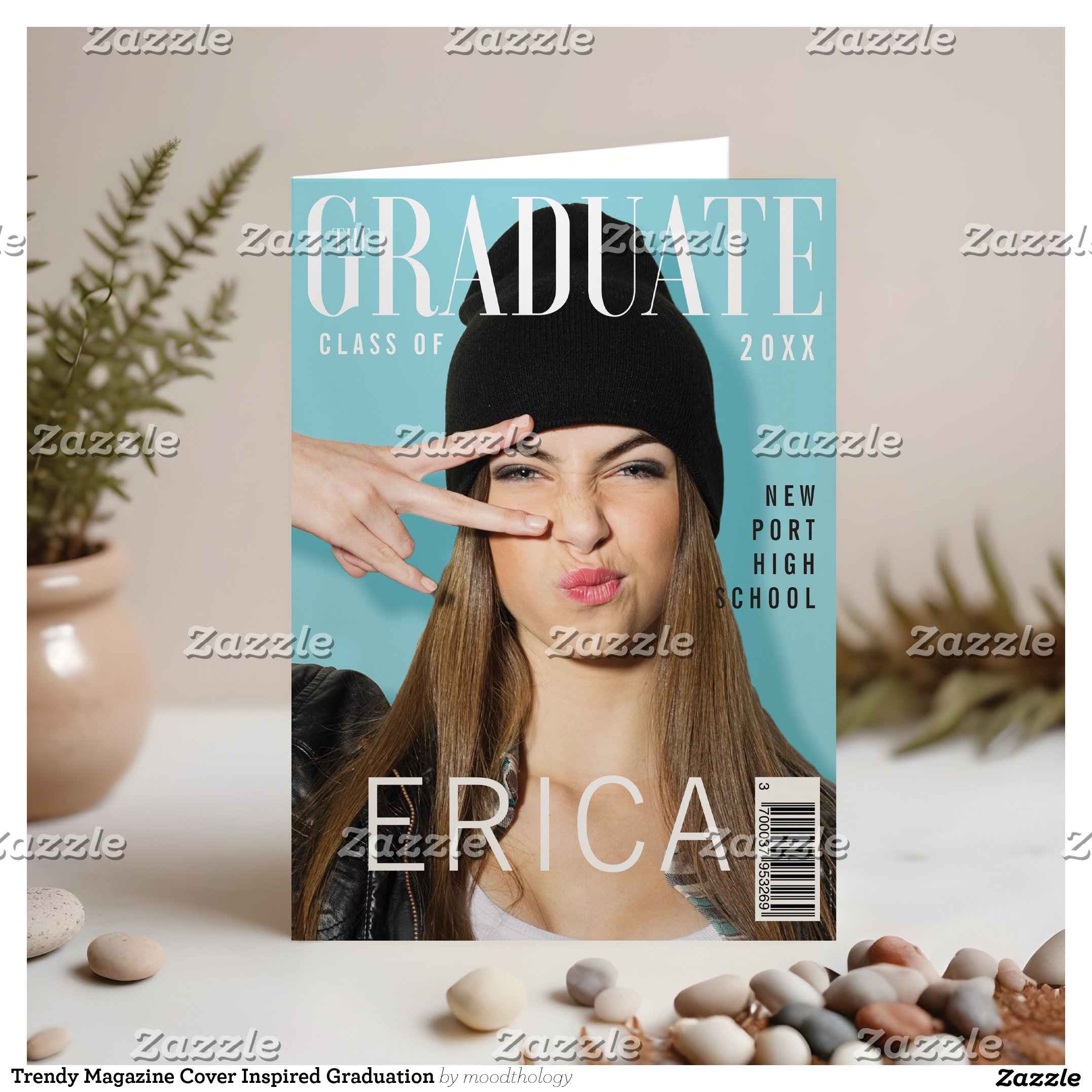 Trendy Magazine Cover Inspired Graduation Card