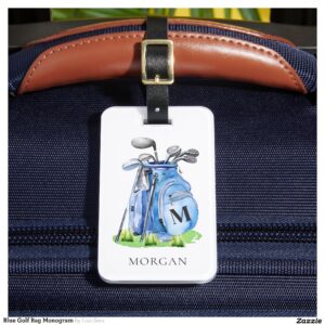 Blue Golf Bag Monogram Luggage Tag