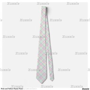 Pink and Yellow Pastel Plaid Neck Tie