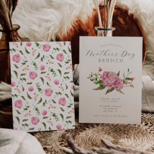 Mother's Day Brunch Pink Flowers Invitation
