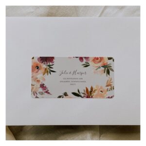 Burgundy Orange Floral Beige RSVP Address labels