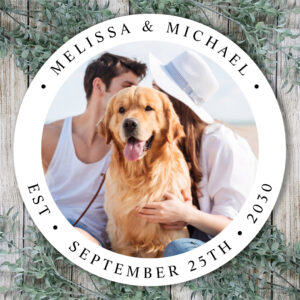 Modern Personalized Photo Wedding Classic Round Sticker