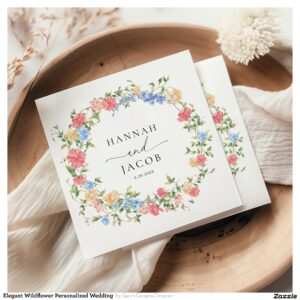 Elegant Wildflower Personalized Wedding Napkins
