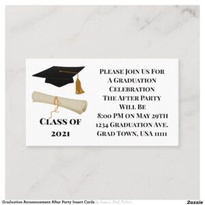 Graduation Announcement After Party Insert Cards