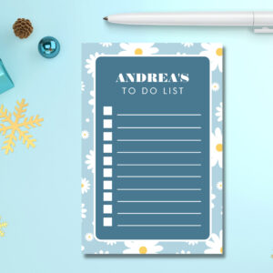 Blue Daisy Groovy Retro To Do List Name Checklist Post-it Notes