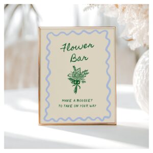 Love in Bloom Blue Green Flower Bar Poster