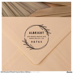 Bold Botanical Wreath Custom Return Address Self-inking Stamp