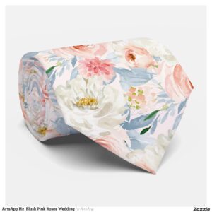 ArtsApp H2 Blush Pink Roses Wedding Neck Tie