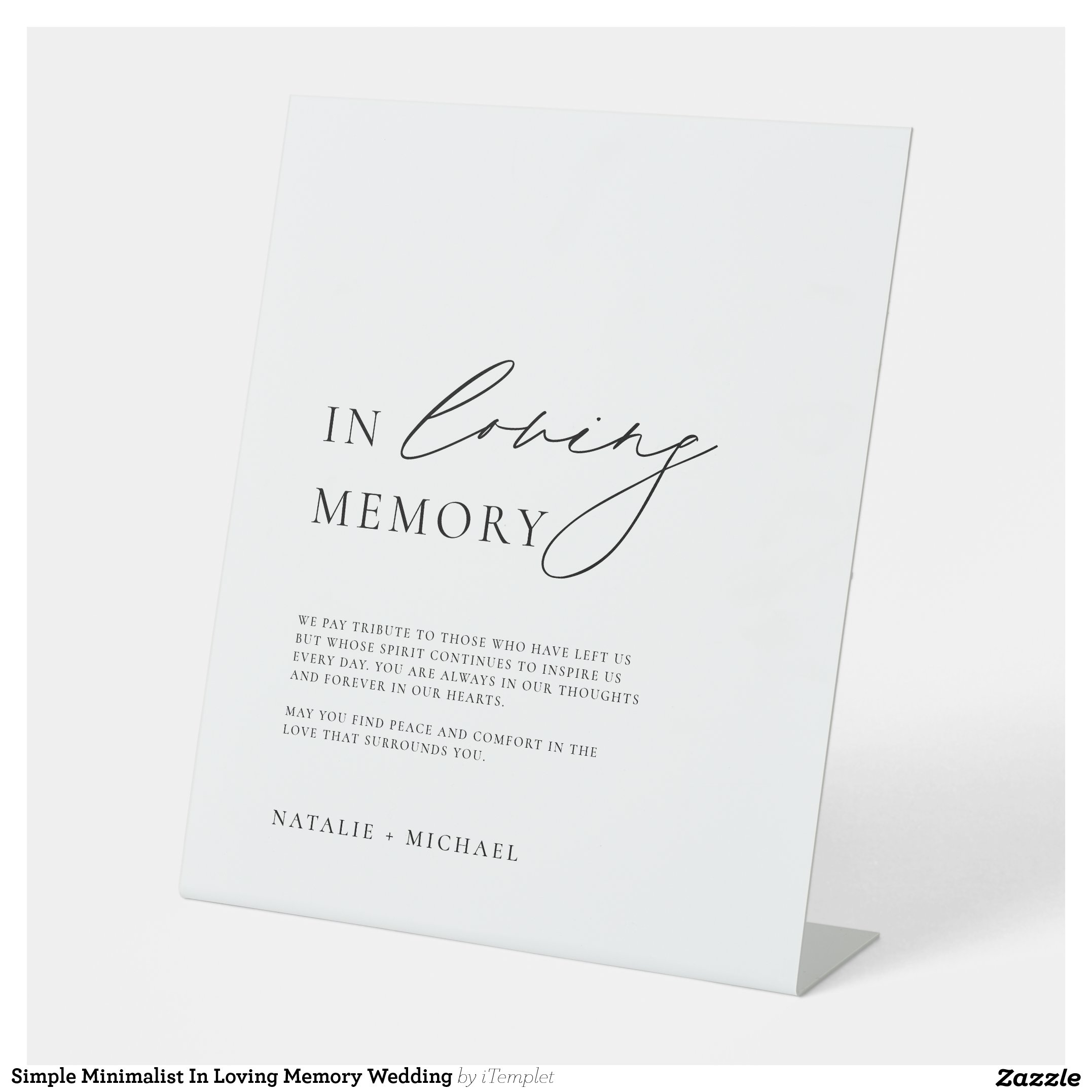 Simple Minimalist In Loving Memory Wedding Pedestal Sign
