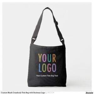 Custom Black Crossbody Tote Bag with Business Logo