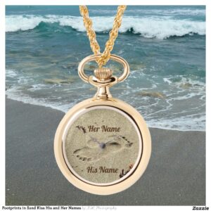 Footprints in Sand Kiss His and Her Names Watch