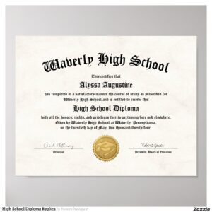 High School Diploma Replica Poster