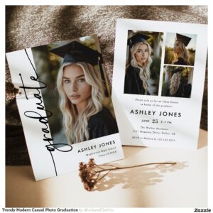 Trendy Modern Casual Photo Graduation Invitation