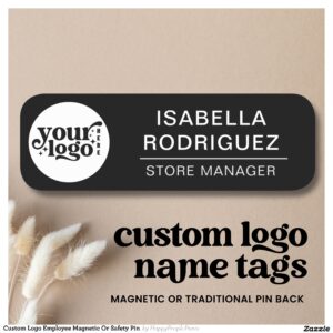 Custom Logo Employee Magnetic Or Safety Pin Name Tag