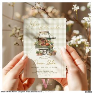 She's Off the Market Gingham Bridal Shower Invite