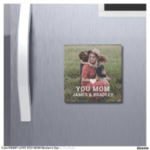 Cute HEART LOVE YOU MOM Mother's Day Stone Magnet
