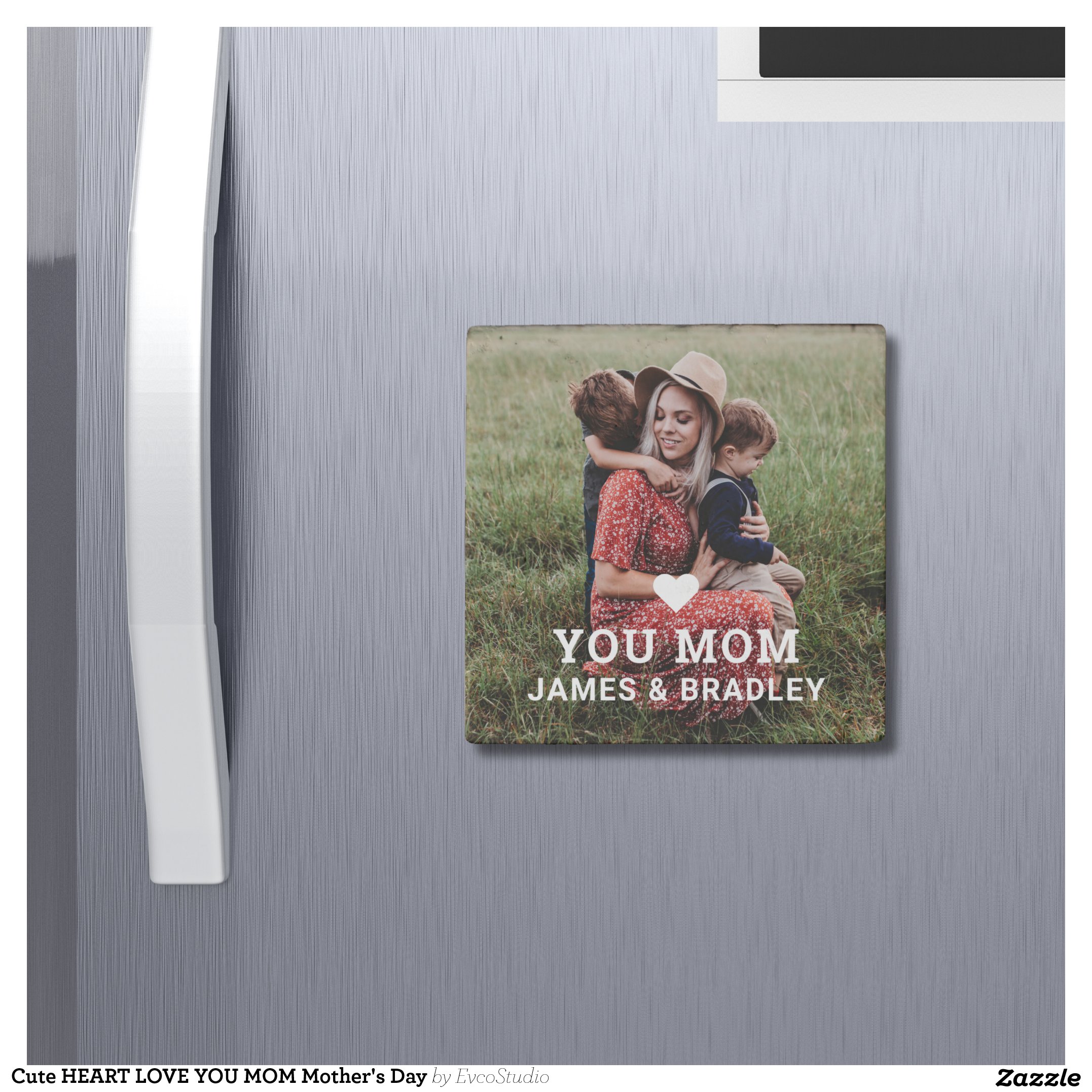 Cute HEART LOVE YOU MOM Mother's Day Stone Magnet