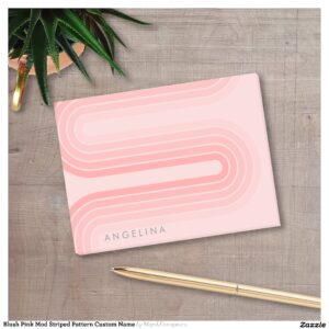 Blush Pink Mod Striped Pattern Custom Name Post-it Notes