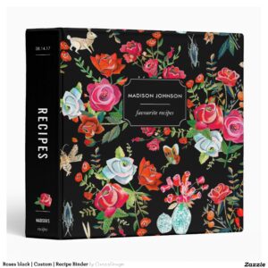 Roses black Custom Recipe Binder