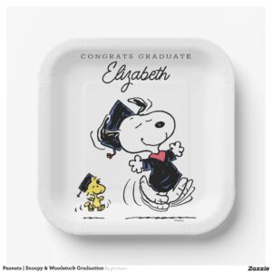 Peanuts Snoopy & Woodstock Graduation Paper Plates