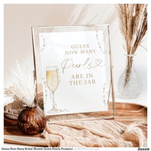 Guess How Many Bridal Shower Game Pearls Prosecco Poster