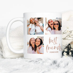 Trendy Faux Rose Gold Script Best Friends Photo Coffee Mug
