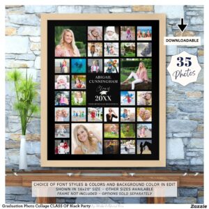 Graduation Photo Collage CLASS OF Black Party Poster