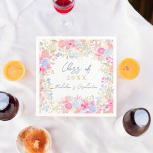 Garden pastel wildflowers graduation napkins