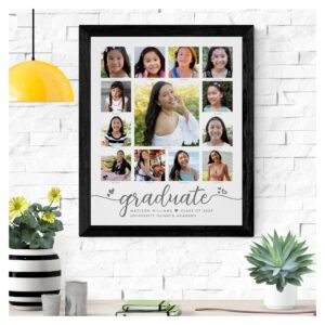 Graduation K?12 Modern Script Photo Collage White Poster