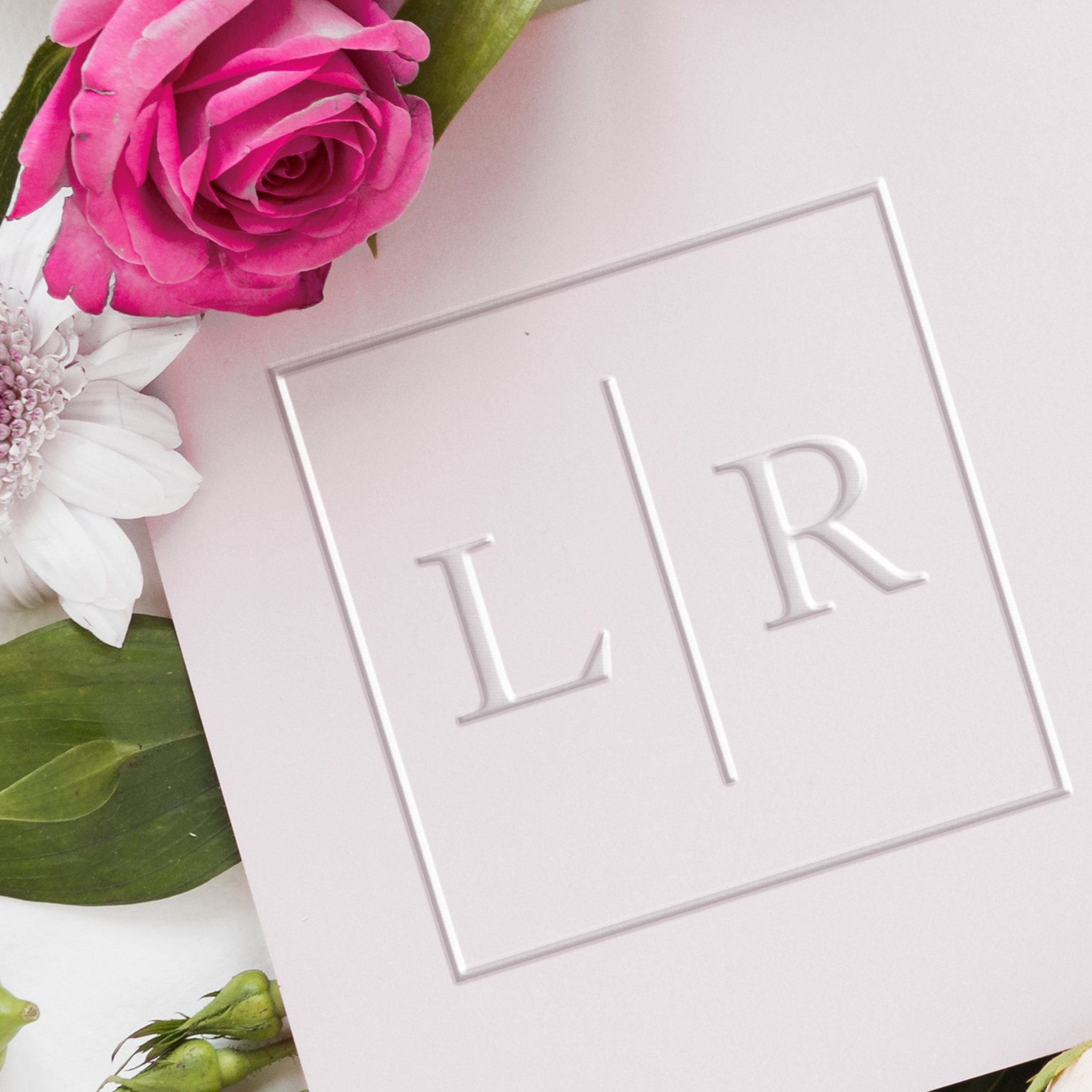 Simple Modern Square Custom Two Monogram Initials Embosser