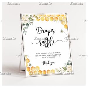 Bee diaper raffle baby shower sign
