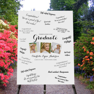 Modern 3 Photo Collage Graduation Guest Signature Foam Board