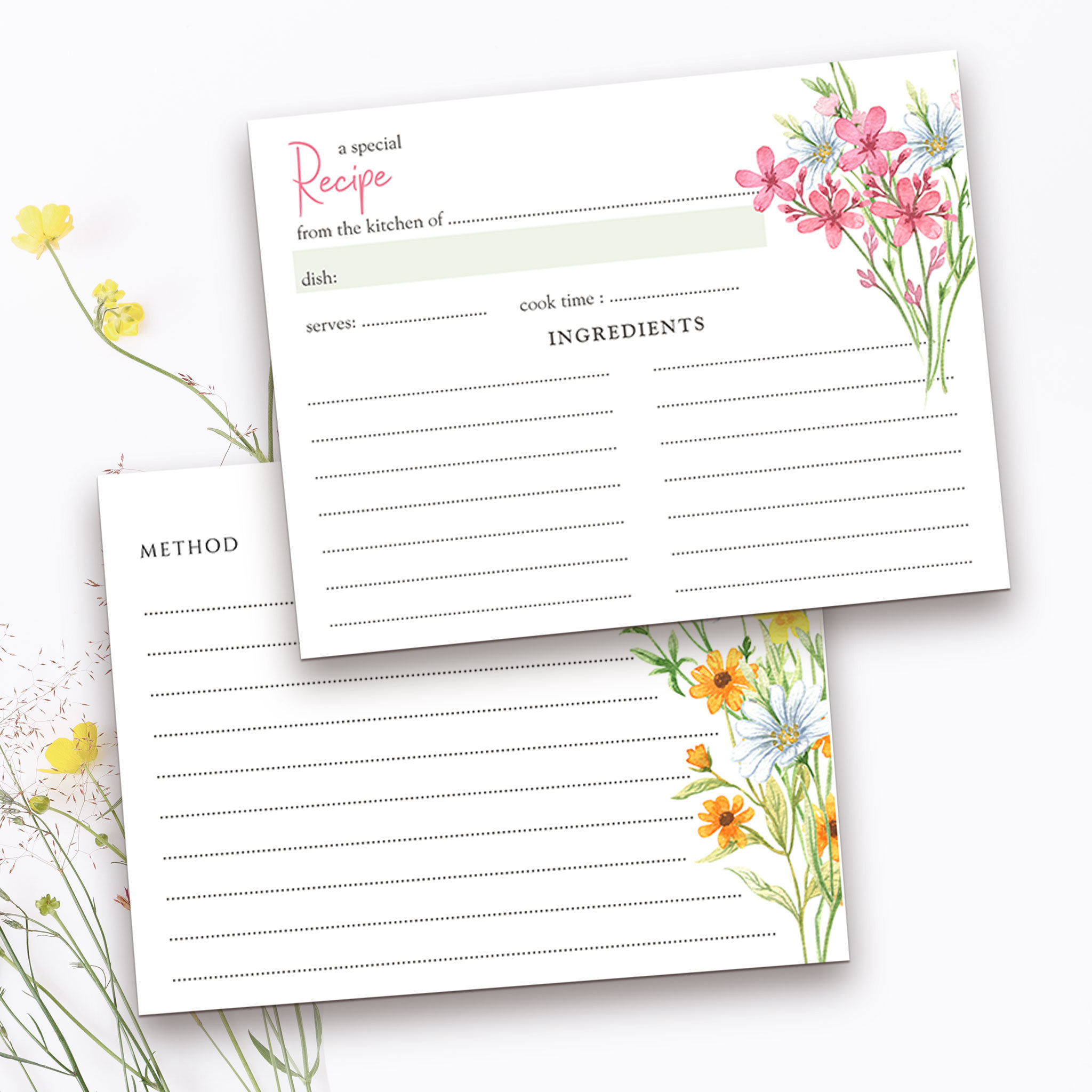Wildflower Meadow Bridal Shower Recipe Card
