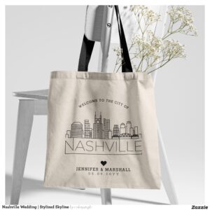 Nashville Wedding Stylized Skyline Tote Bag